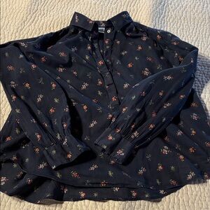 Sundance Navy Floral Popover Top